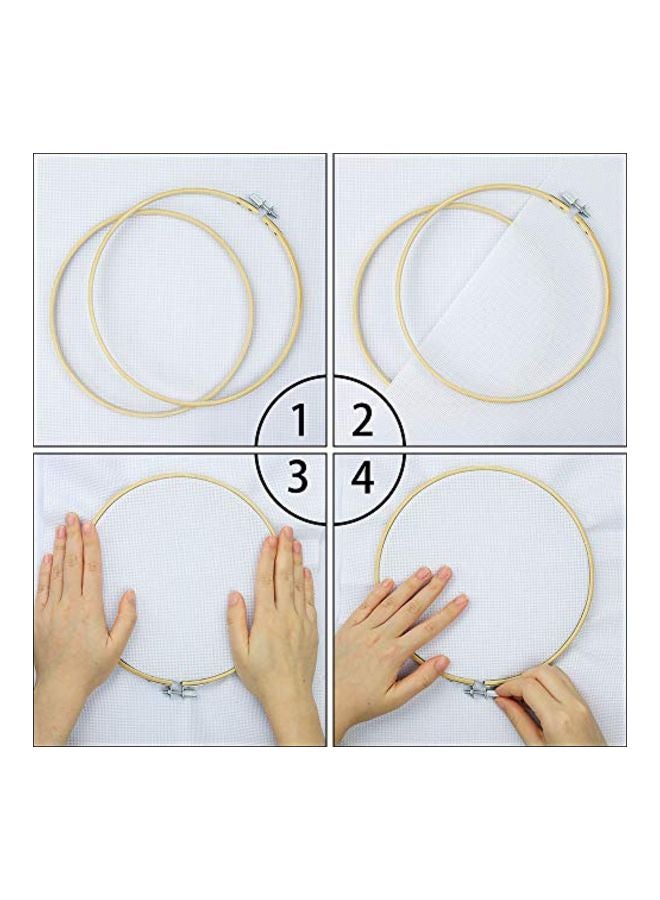 Similane - 5-Piece Embroidery Hoop Ring Set Beige 10.2inch - Image 1