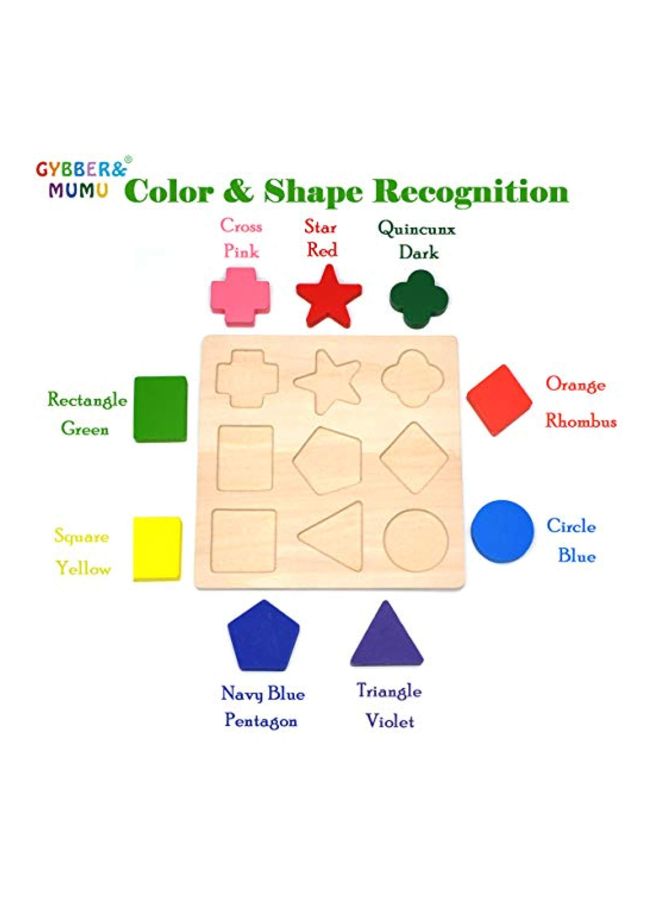 GYBBER&MUMU 9-Piece Preschool Shapes Wooden Puzzle Set - Image 2