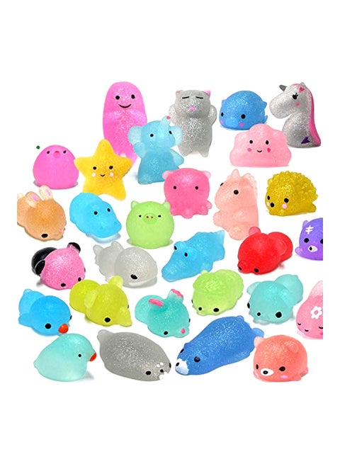 28-Piece Random Glittery Animal Shaped Mochi Squishy Toy Set