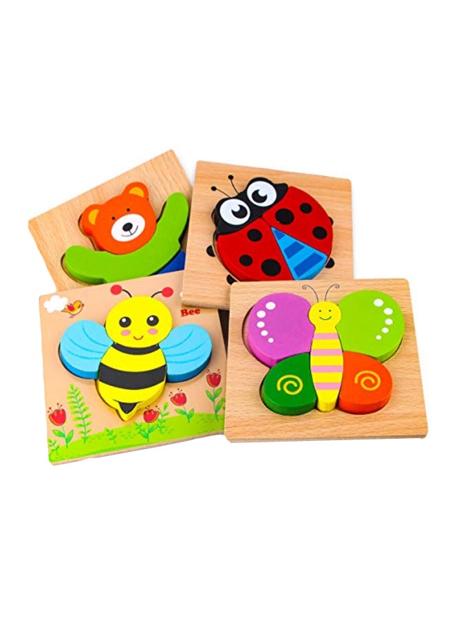 SKYFIELD 4-Piece Wooden Animal Jigsaw Puzzle - Image 1