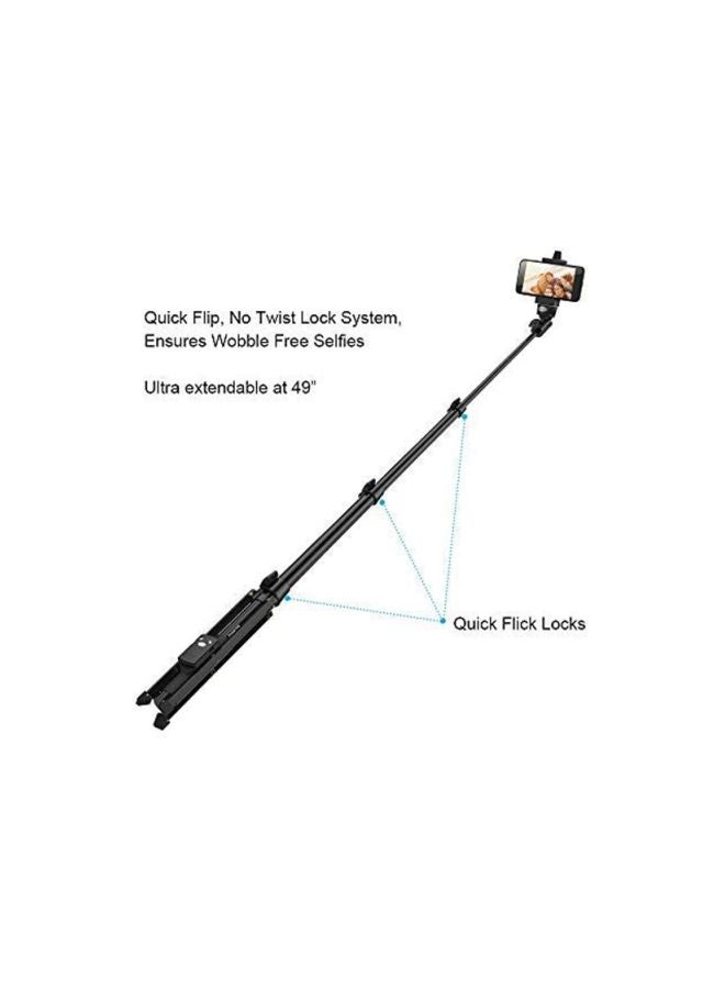 FugeTek - Tripod Stand With Selfie Stick Black - Image 1