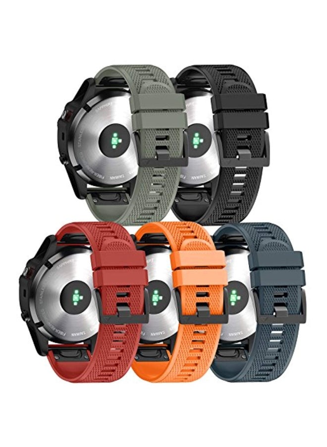 ANCOOL 5-Piece Replacement Band For Garmin Fenix 5/Fenix 5 Plus/Forerunner 935/Approach S60/Quatix 5 Red/Grey/Black - Image 1