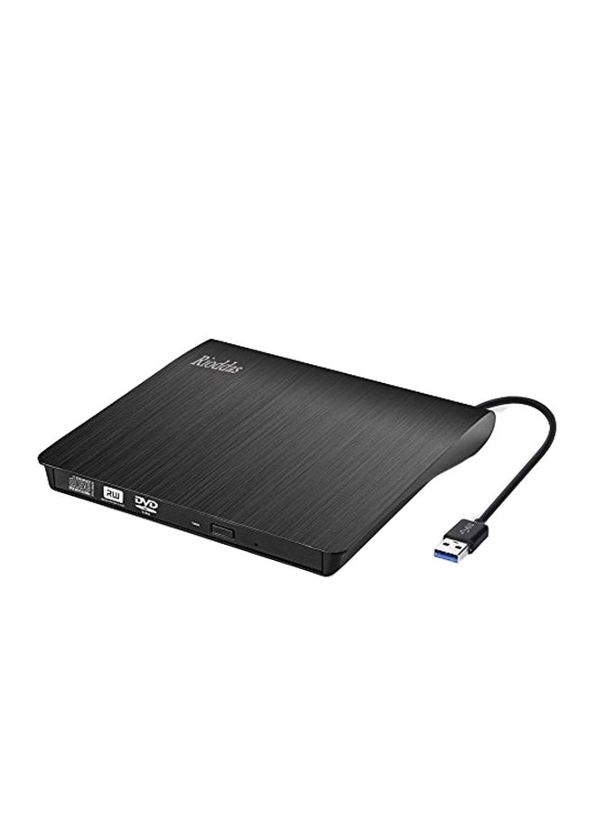Rioddas Portable External USB 3.0 CD Drive Black - Image 1