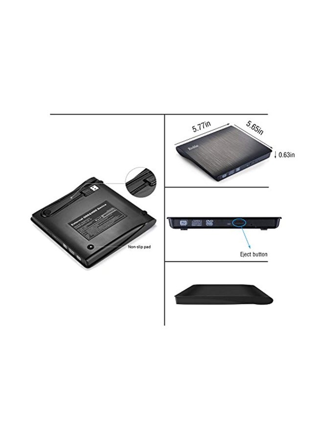Rioddas Portable External USB 3.0 CD Drive Black - Image 5