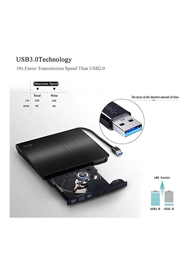 Cocopa External CD And DVD Drive Writer Black/Silver - Image 3