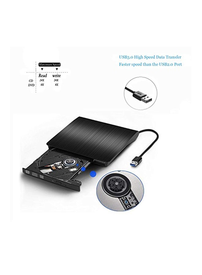 Rioddas Portable External USB 3.0 CD Drive Black - Image 3