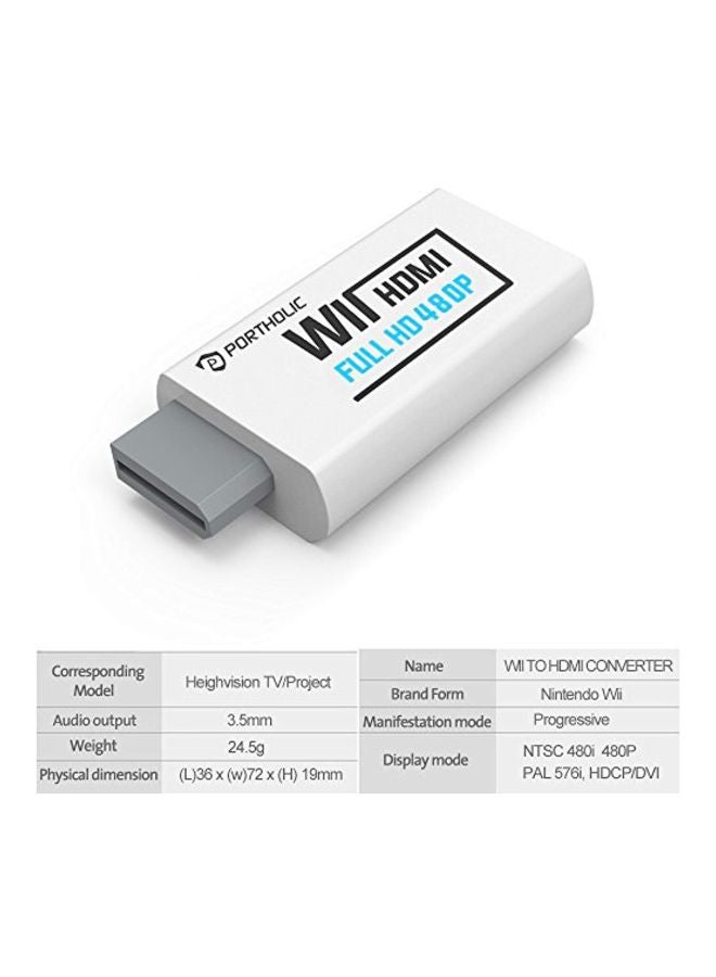 Wii To HDMI Converter With Adapter White/Black