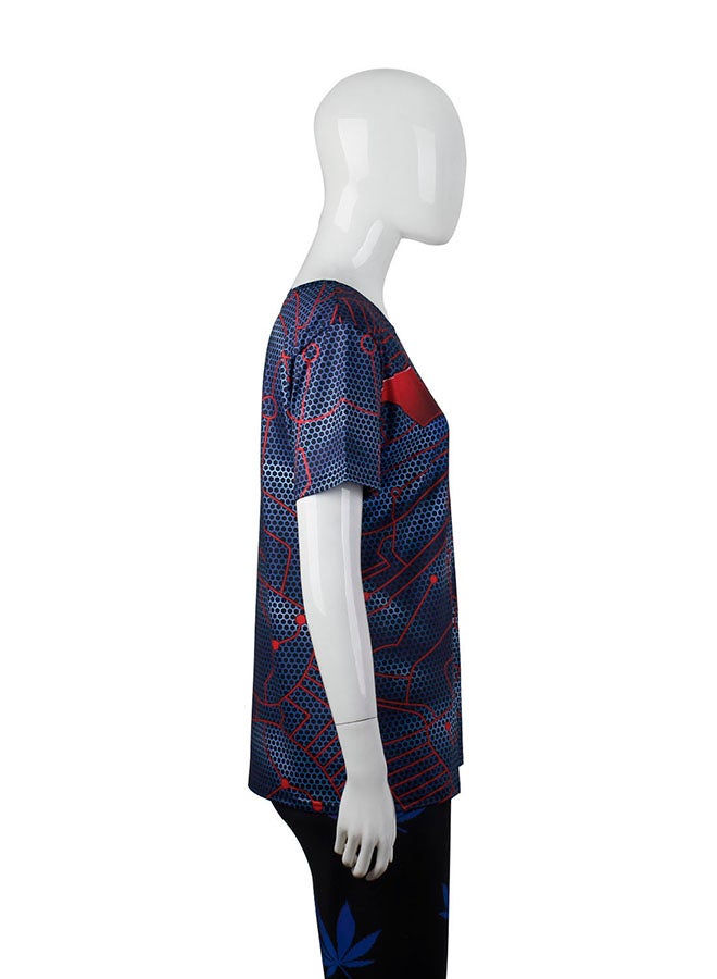 NADABAO 3D Printing Short Sleeve Couple T-Shirt Purple/Red - Image 4