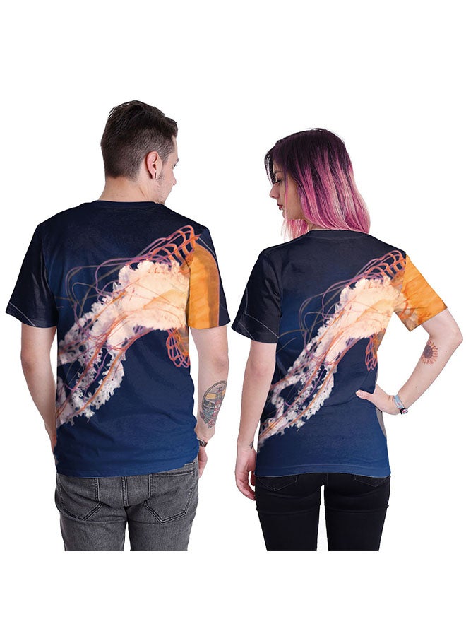 نادباو تيشيرت قطني بطباعة ثلاثية الأبعاد وبأكمام قصيرة للزوجين متعدد الألوان - Image 2