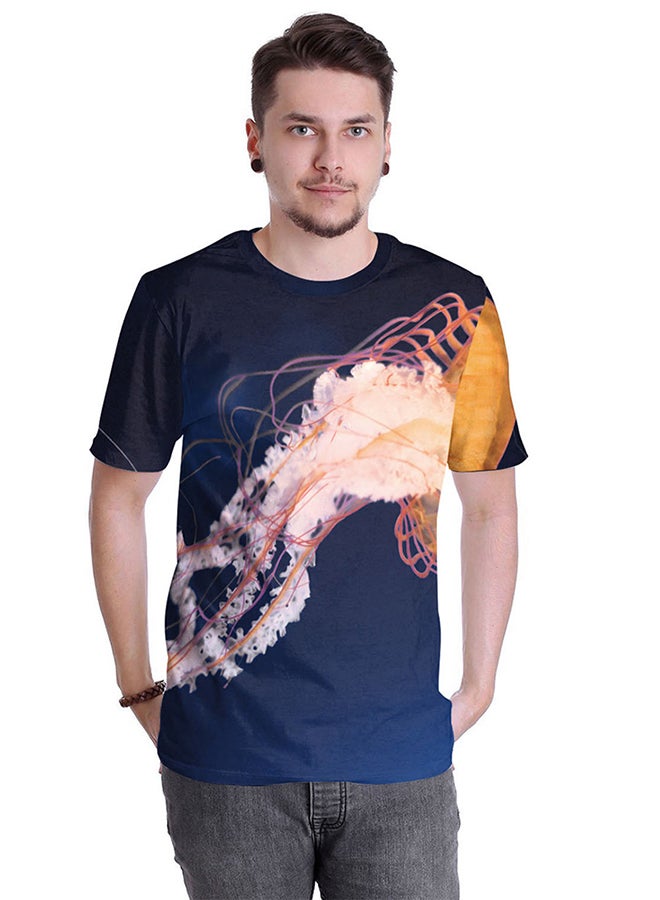 نادباو تيشيرت قطني بطباعة ثلاثية الأبعاد وبأكمام قصيرة للزوجين متعدد الألوان - Image 3