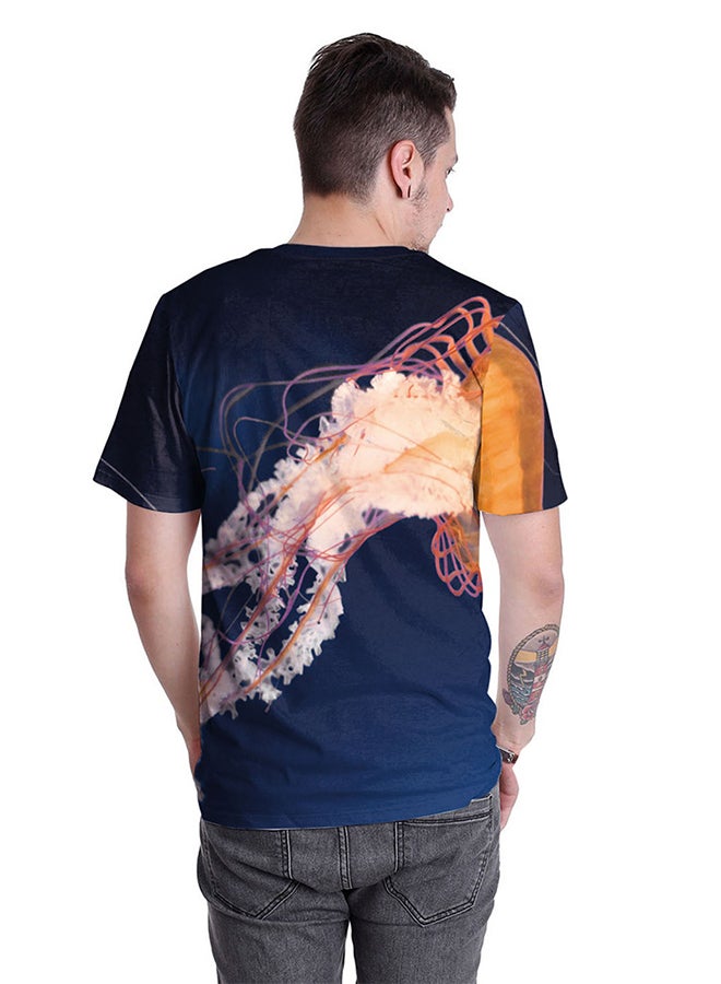 نادباو تيشيرت قطني بطباعة ثلاثية الأبعاد وبأكمام قصيرة للزوجين متعدد الألوان - Image 4