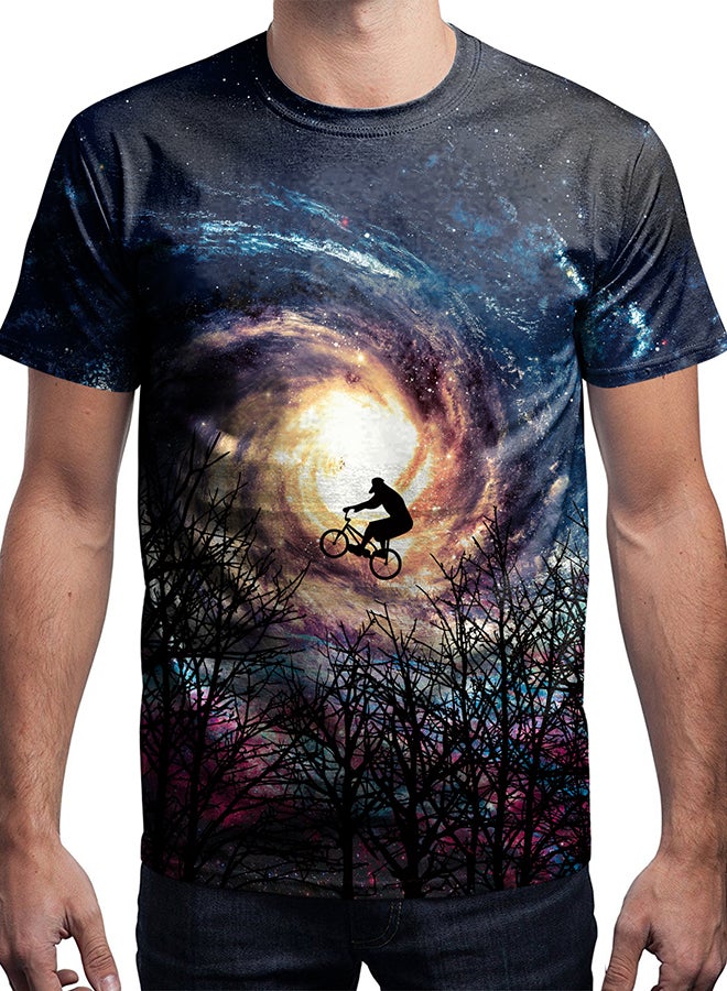 نادباو تيشيرت قطني بطباعة ثلاثية الأبعاد وبأكمام قصيرة للزوجين متعدد الألوان - Image 3