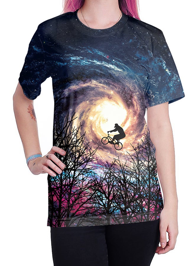 نادباو تيشيرت قطني بطباعة ثلاثية الأبعاد وبأكمام قصيرة للزوجين متعدد الألوان - Image 4