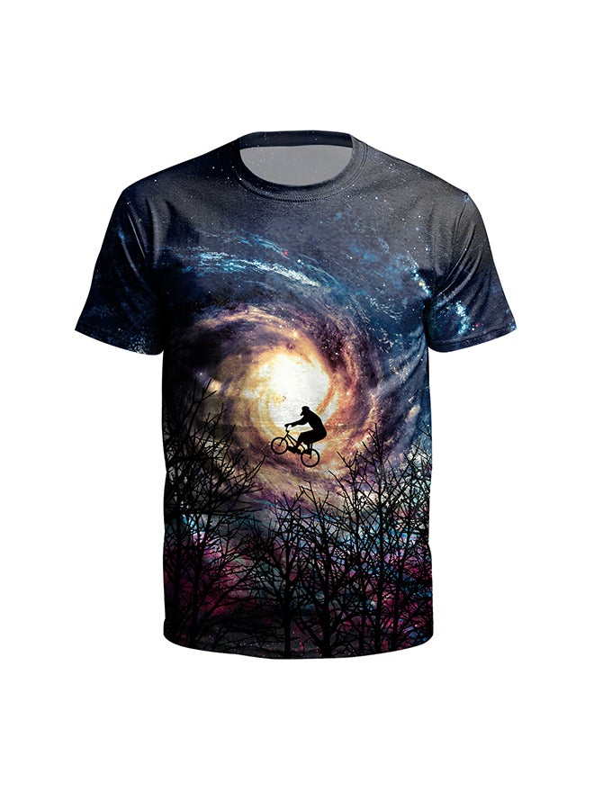 نادباو تيشيرت قطني بطباعة ثلاثية الأبعاد وبأكمام قصيرة للزوجين متعدد الألوان - Image 2