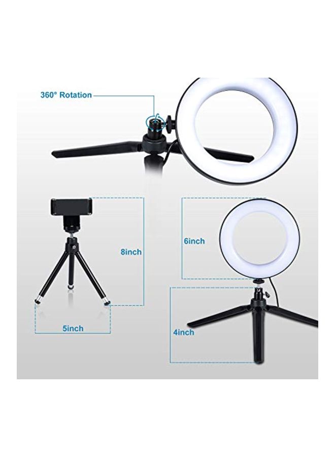 MACTREM - Mini LED Photography Ring Light With Tripod Stand White - Image 1