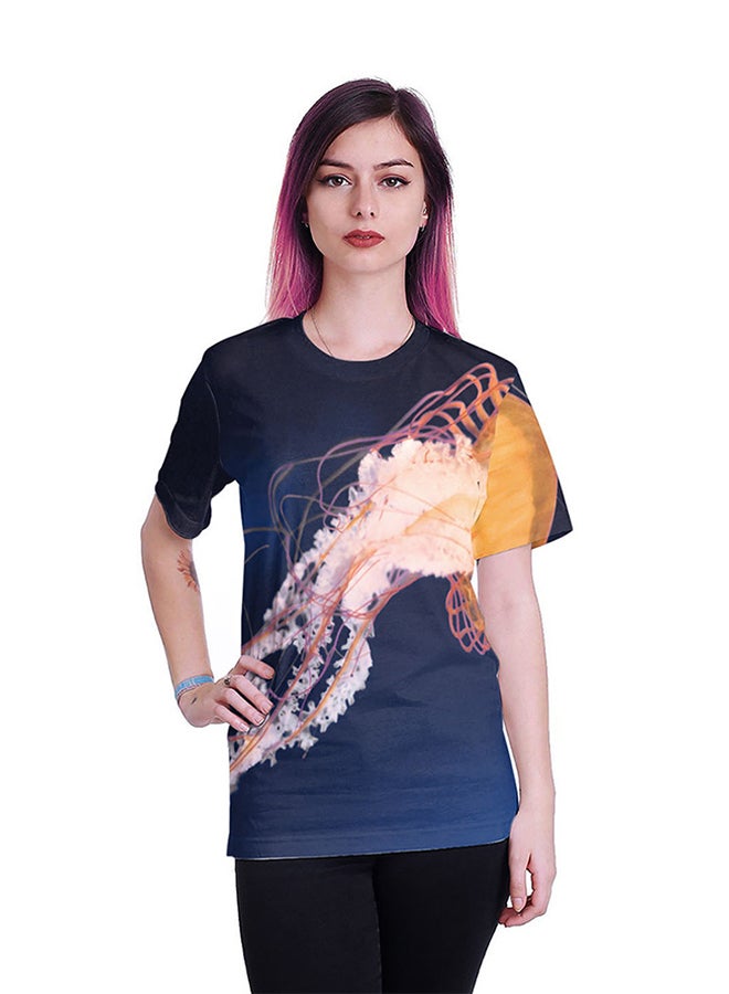 نادباو تيشيرت قطني بطباعة ثلاثية الأبعاد وبأكمام قصيرة للزوجين متعدد الألوان - Image 5