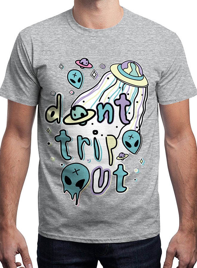 نادباو تيشيرت قطني بطباعة ثلاثية الأبعاد وبأكمام قصيرة للزوجين رمادي - Image 3