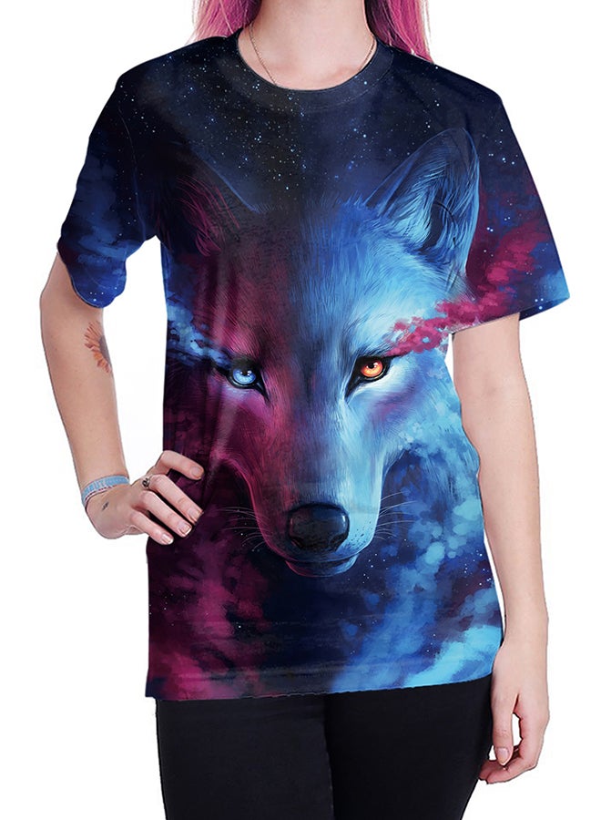 نادباو تيشيرت قطني بطباعة ثلاثية الأبعاد وبأكمام قصيرة للزوجين متعدد الألوان - Image 5