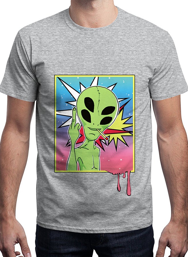 NADABAO - 3D Printing Short Sleeve Couple T-Shirt Grey - Image 1