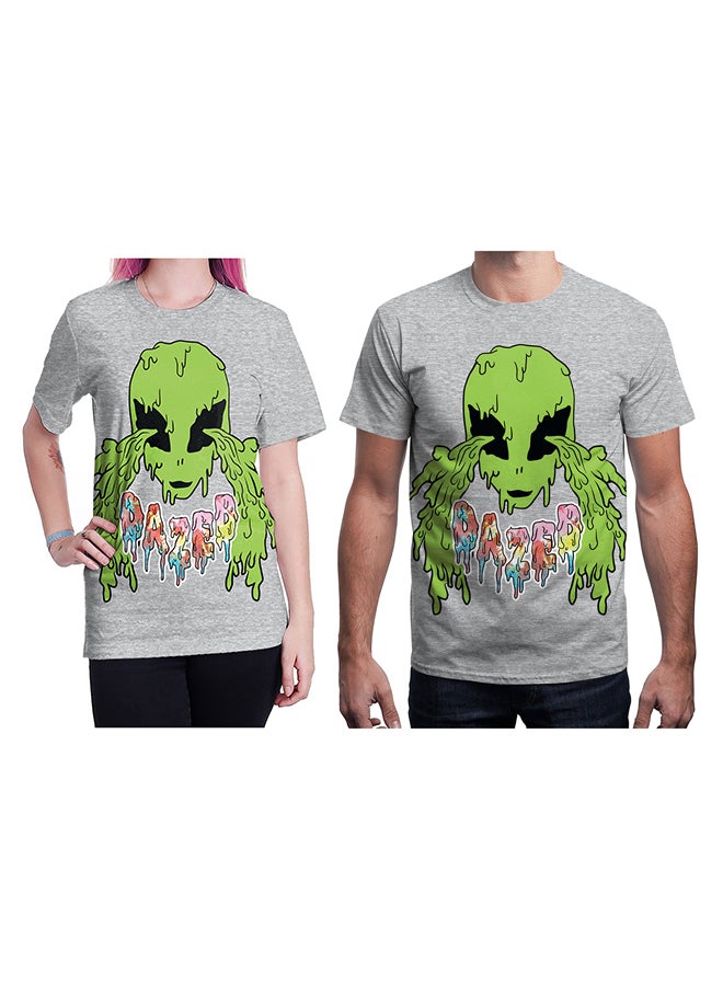 NADABAO - 3D Printing Short Sleeve Couple T-Shirt Grey - Image 1