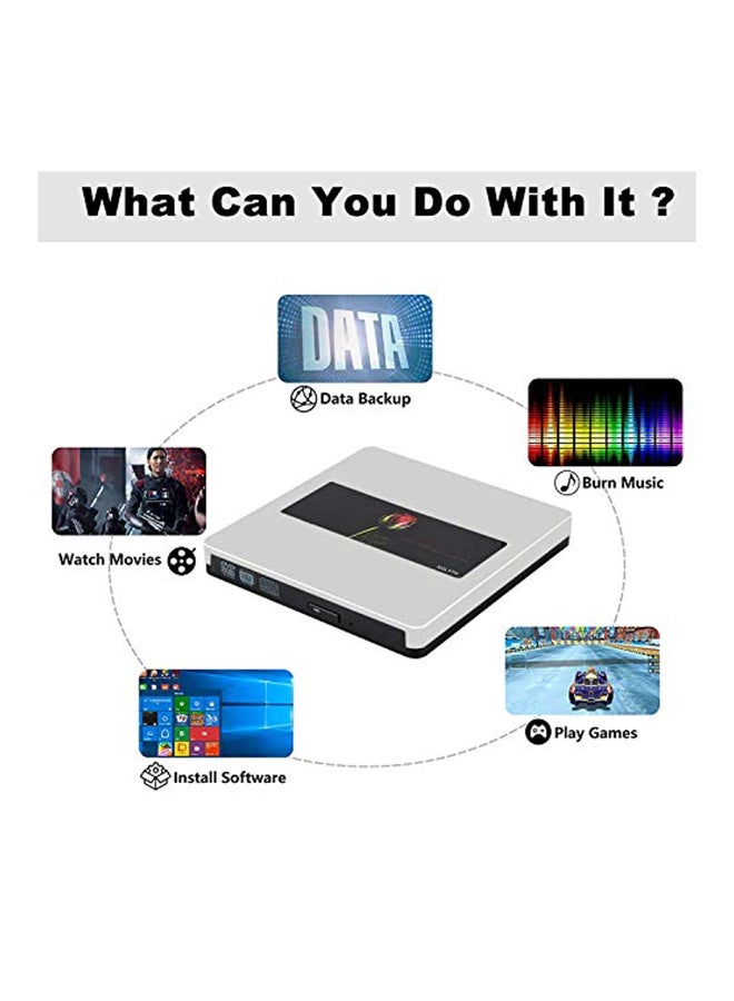 NOLYTH - External CD/DVD Optical Drive Reader Player Silver/Black - Image 1
