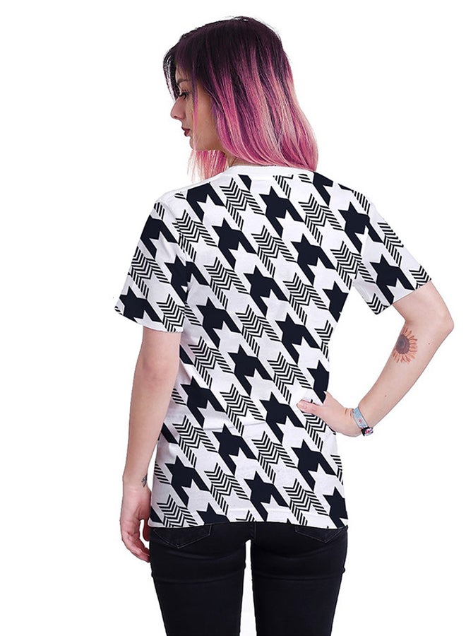 NADABAO - 3D Printing Short Sleeve Couple T-Shirt Black/White - Image 1