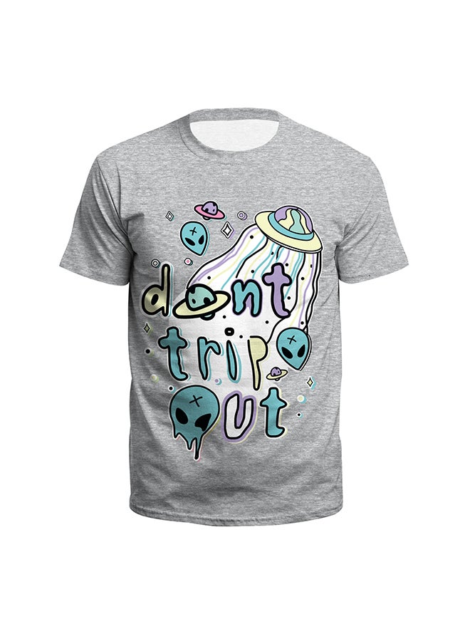 نادباو تيشيرت قطني بطباعة ثلاثية الأبعاد وبأكمام قصيرة للزوجين رمادي - Image 2