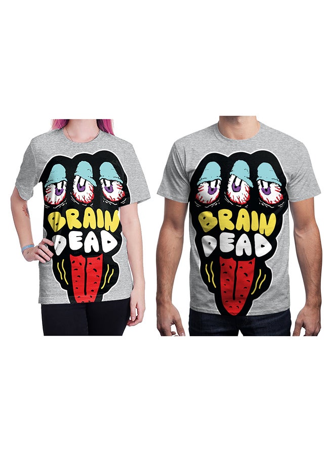 NADABAO - 3D Printing Short Sleeve Couple T-Shirt Grey - Image 1