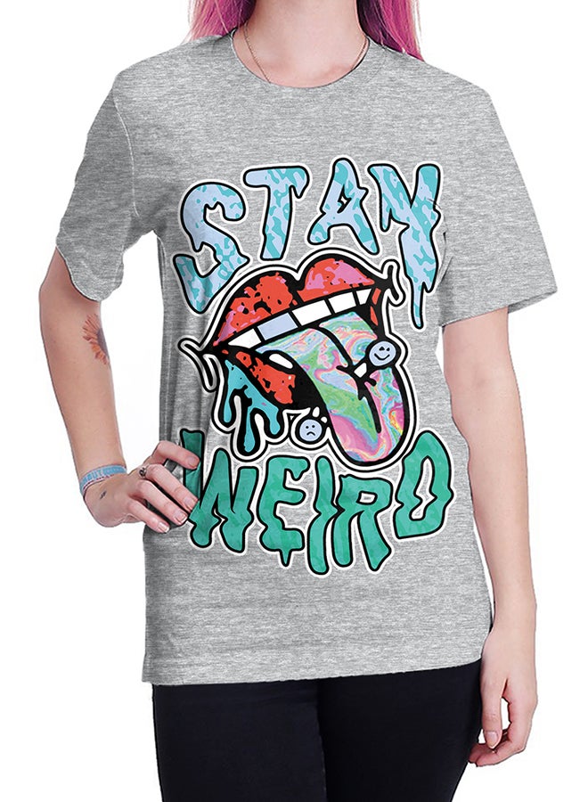 NADABAO 3D Printing Short Sleeve Couple T-Shirt Grey - Image 4