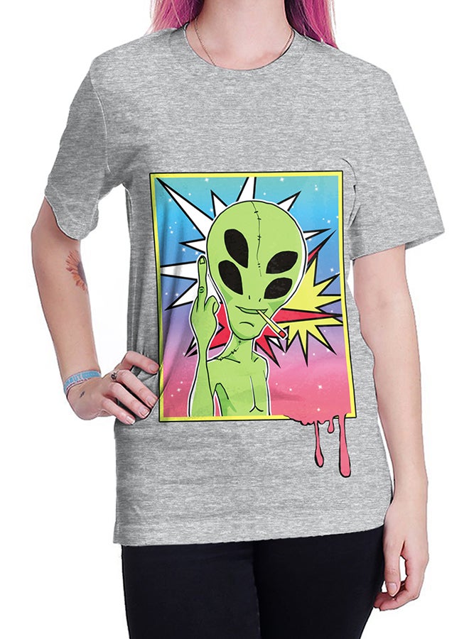 NADABAO - 3D Printing Short Sleeve Couple T-Shirt Grey - Image 1