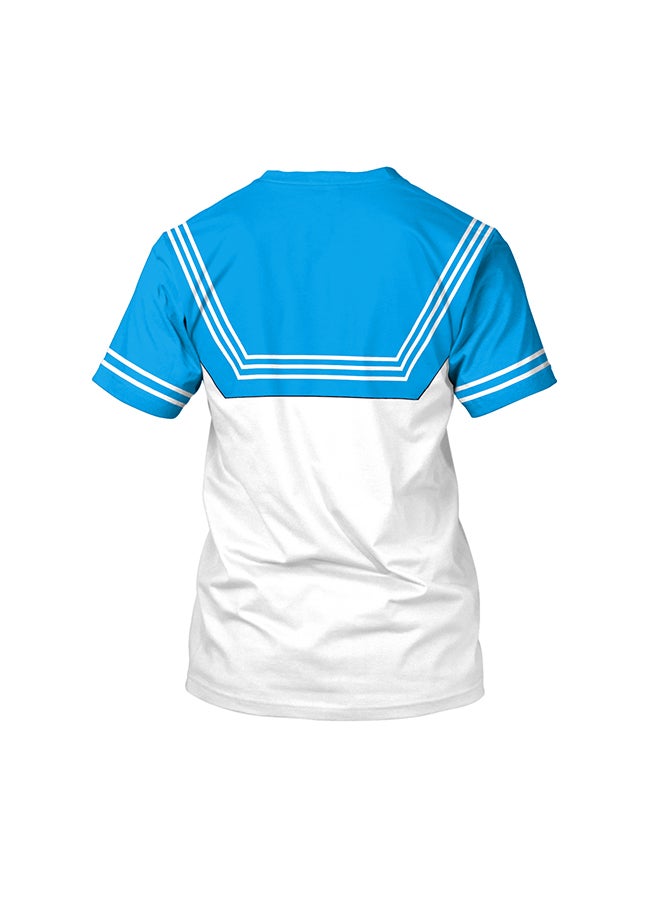 NADABAO 3D Printing Short Sleeve Couple T-Shirt Blue/White - Image 2