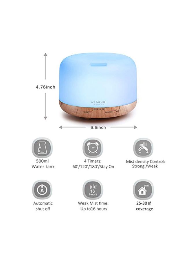 ASAKUKI - 5-In-1 Ultrasonic Aromatherapy Fragrant Humidifier Blue 500ml - Image 1