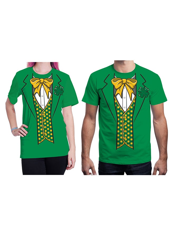 NADABAO 3D Printing Short Sleeve Couple T-Shirt Green/White - Image 1