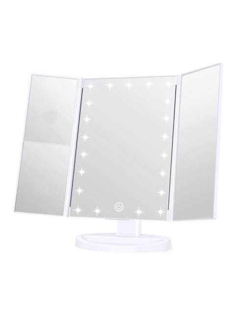 Touch Control LED Vanity Mirror With 3x Magnification White 12x7.9x3centimeter