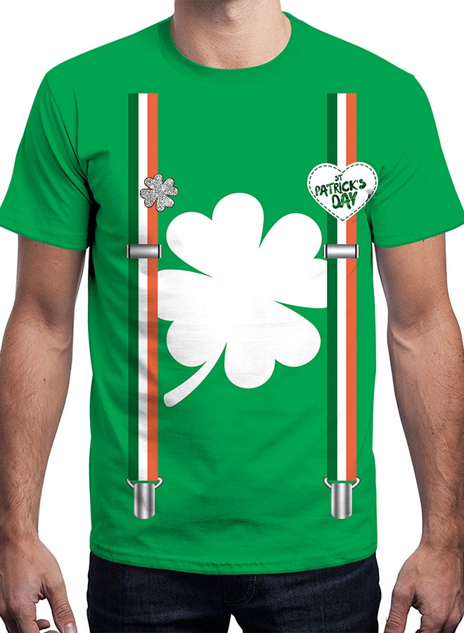 NADABAO 3D Printing Short Sleeve Couple T-Shirt Green/White - Image 3