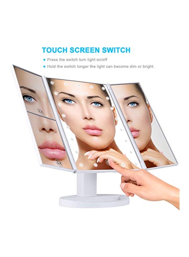 Touch Control LED Vanity Mirror With 3x Magnification White 12x7.9x3centimeter