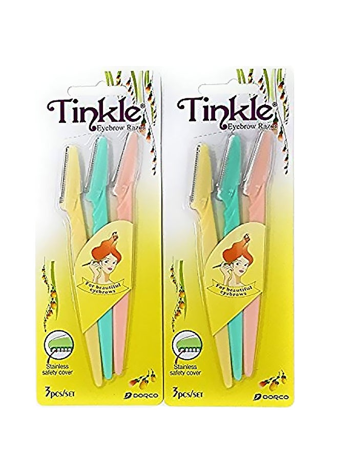 تنكل شفرة حلاقة حواجب من 6 قطع أصفر/وردي/أخضر  - Image 1