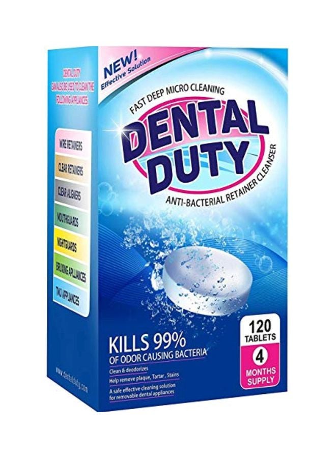 Dental Duty 120-Piece Retainer And Denture Cleaning Tablets Blue - Image 1