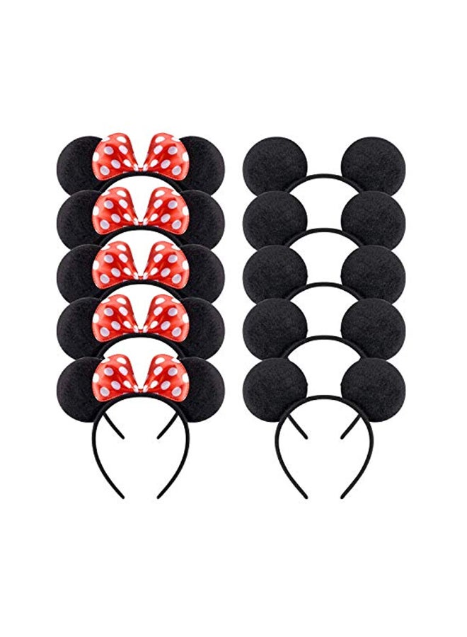 20-Piece Mickey Minnie Mouse Ears Solid Headband Black/Red - v1557480385/N25357719A_2