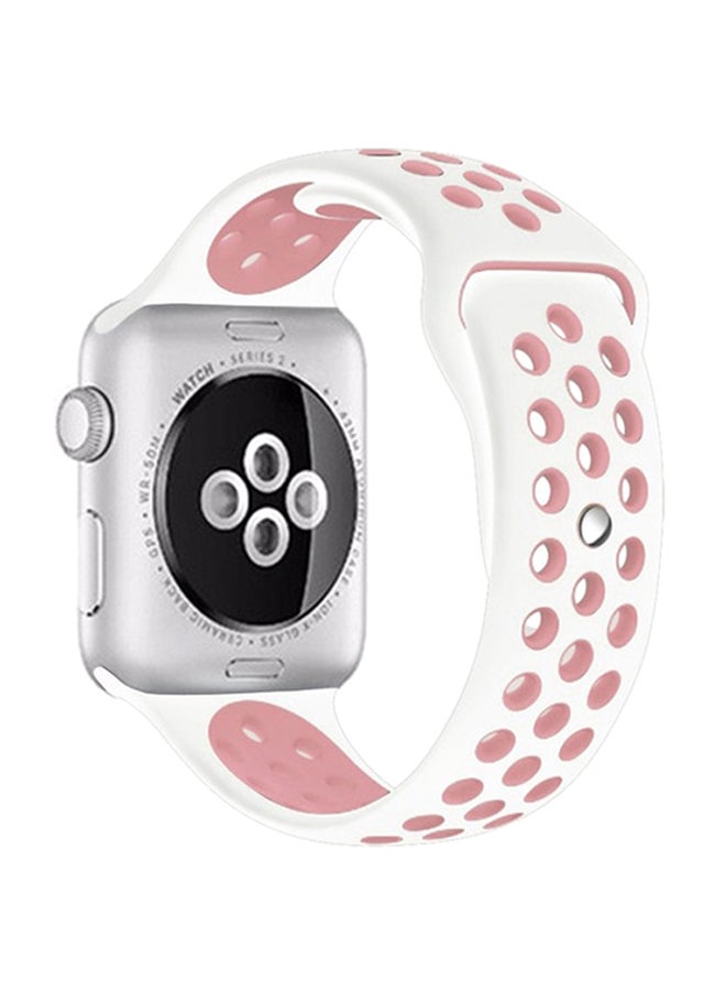 iTelker Silicone Sport Band For Apple Watch White / Pink 