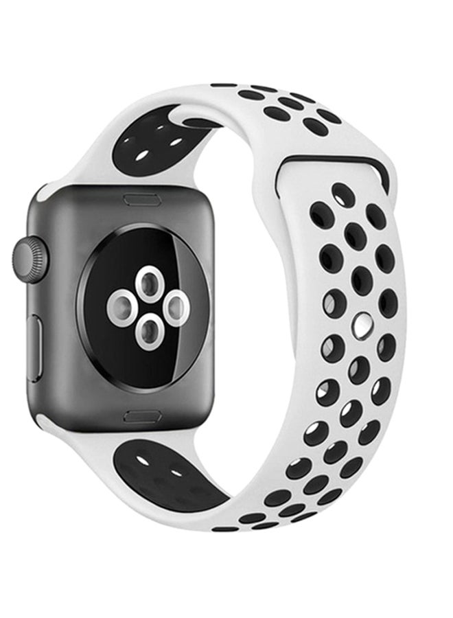 iTelker - Silicone Sport Band For Apple Watch White / Black - Image 1