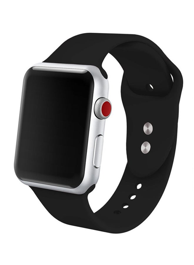 iTelker Soft Silicone Replacement Sport Band For Apple Watch Series 3/2/1 Black