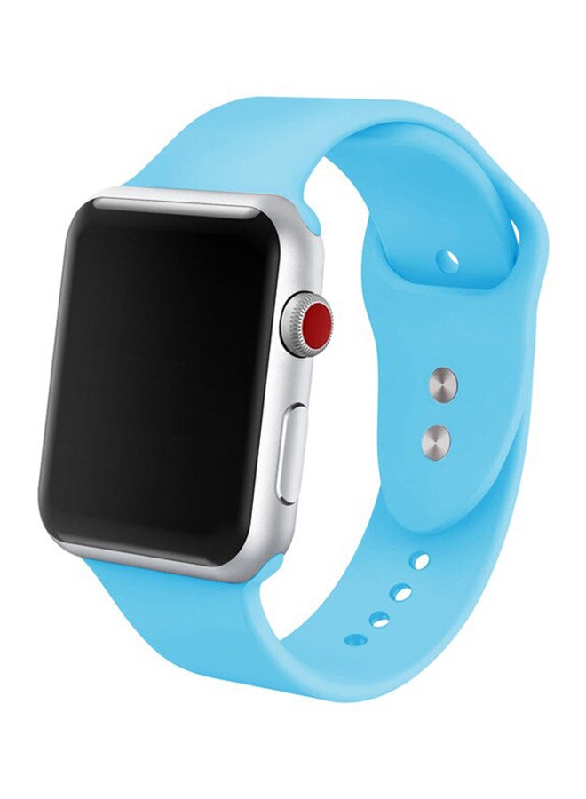 آي تيلكر سوار رياضي بديل وليّن ومصنوع من السيليكون لساعة أبل ووتش سيريز 3/ 2/ 1 أزرق سماوي