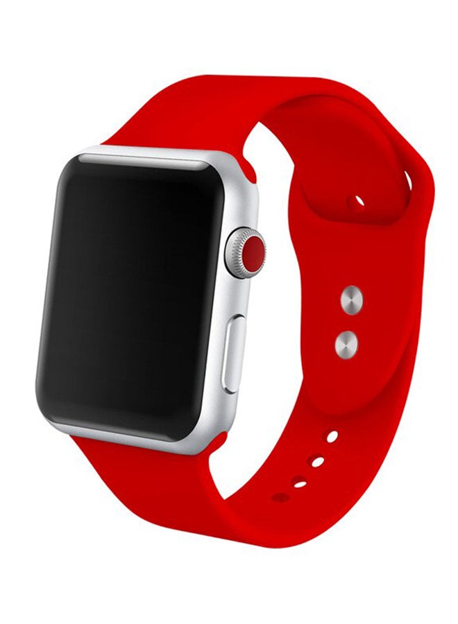 آي تيلكر سوار رياضي بديل وليّن ومصنوع من السيليكون لساعة أبل ووتش سيريز 3/ 2/ 1 أحمر