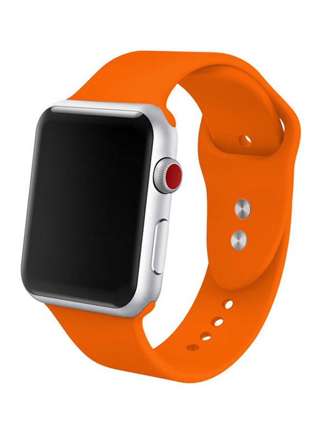 آي تيلكر سوار رياضي بديل وليّن ومصنوع من السيليكون لساعة أبل ووتش سيريز 3/ 2/ 1 برتقالي