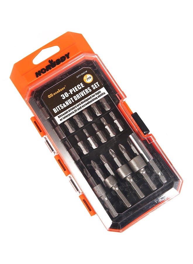 HORUSDY 30-Piece Bits And Nut Drivers Set Silver  - Image 3