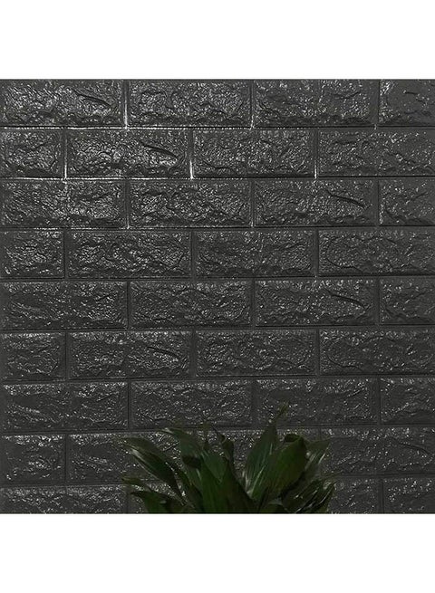 10-Piece PE Foam 3D Waterproof Covering Imitation Brick Wall Stickers Black/Grey 70x77x0.7centimeter