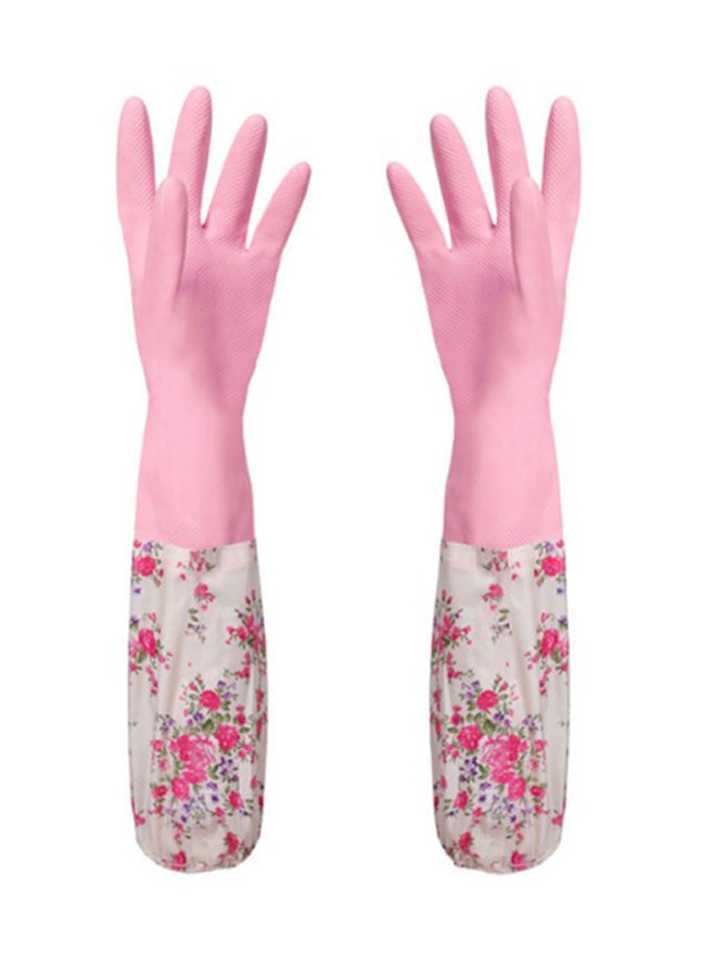 Winter Plus Velvet Latex Gloves Pink 49.5cm 