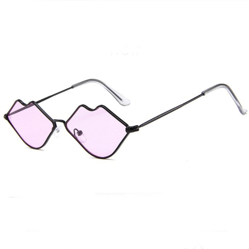 GuangDu - Metal Lips Shape Trend Ocean Film Sunglasses - Image 1