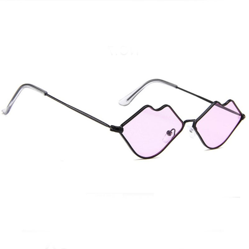 GuangDu - Metal Lips Shape Trend Ocean Film Sunglasses - Image 1